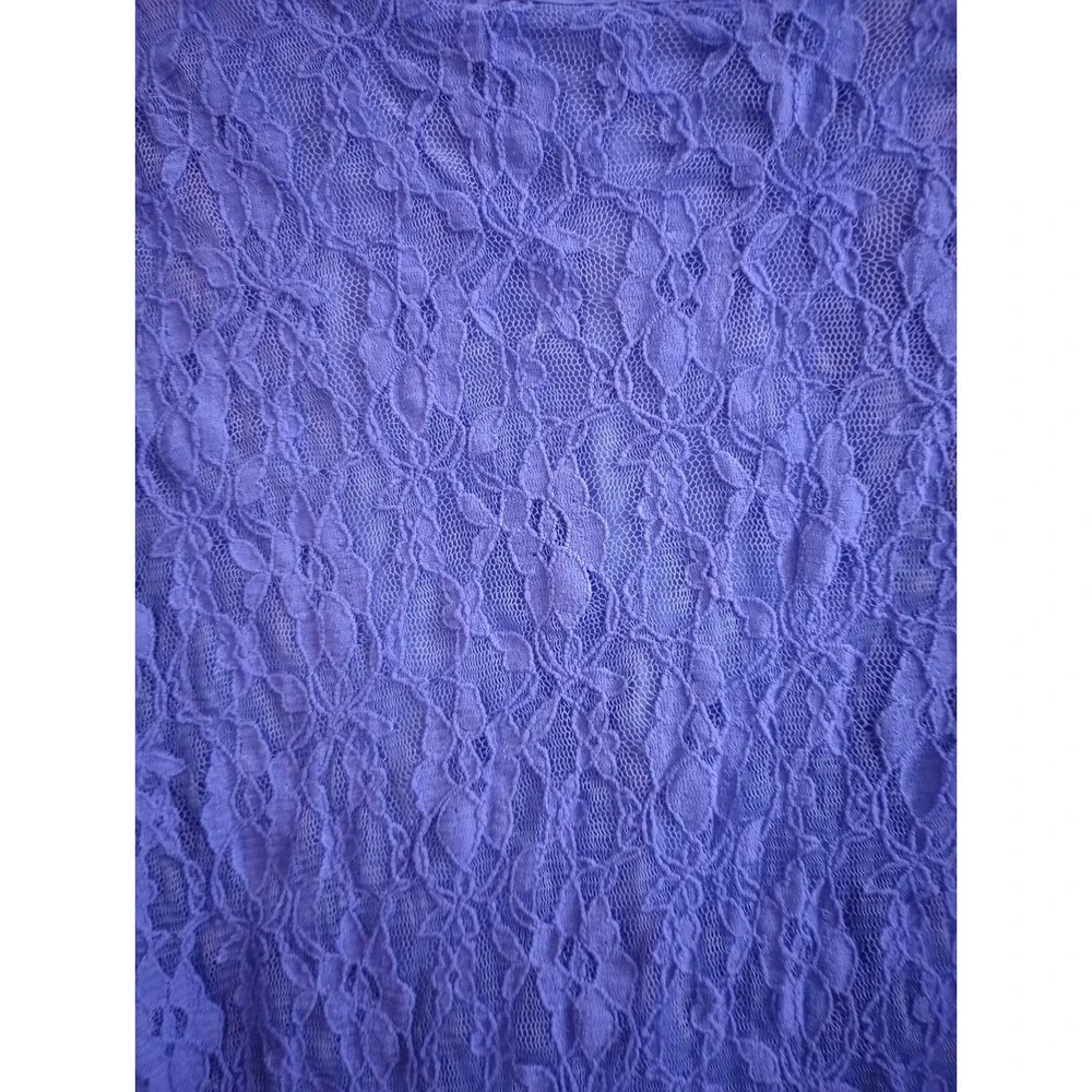 Chico's Blouse Lace Overlay Back Buttons Feminine Romantic Purple‎ Size 3 (XL) - Picture 3 of 6